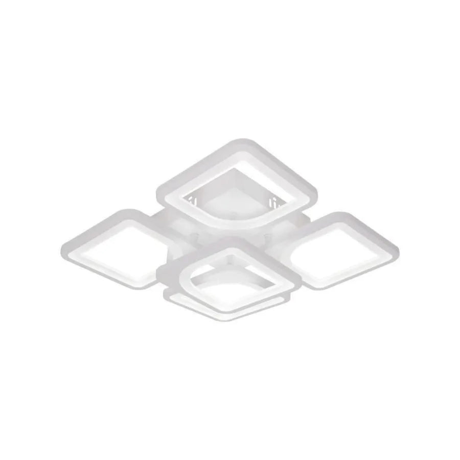 LED luster s diaľkovým ovládaním, Zoe, 5 štvorcov, 96 W, studeného/horúce/neutrálne svetlo, nestabilné, biele