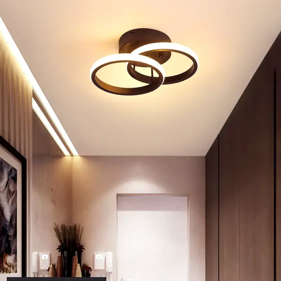 LED vrchol Lust Lust cirkuluje superponované kruhy, 44 W, 2 kruhy, studené/horúce/neutrálne svetlo, čierne