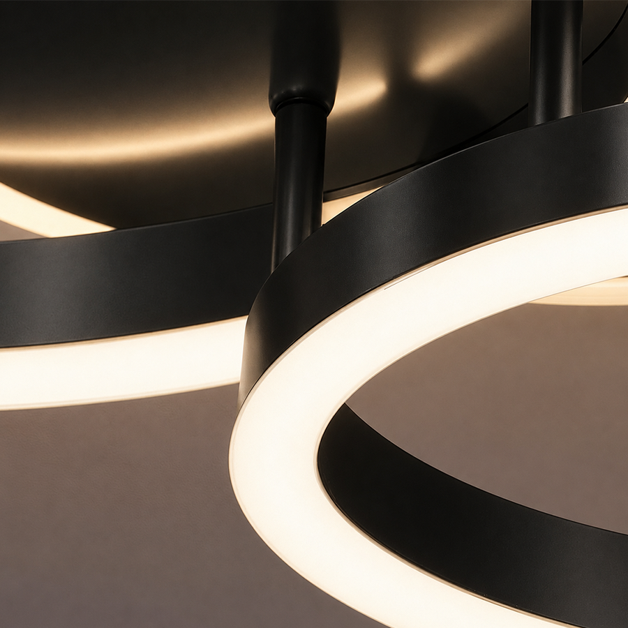 LED luster s diaľkovým ovládaním RINOVA 66W, 2 kruhy, studené/teplé/neutrálne svetlo, stmievateľné, čierny