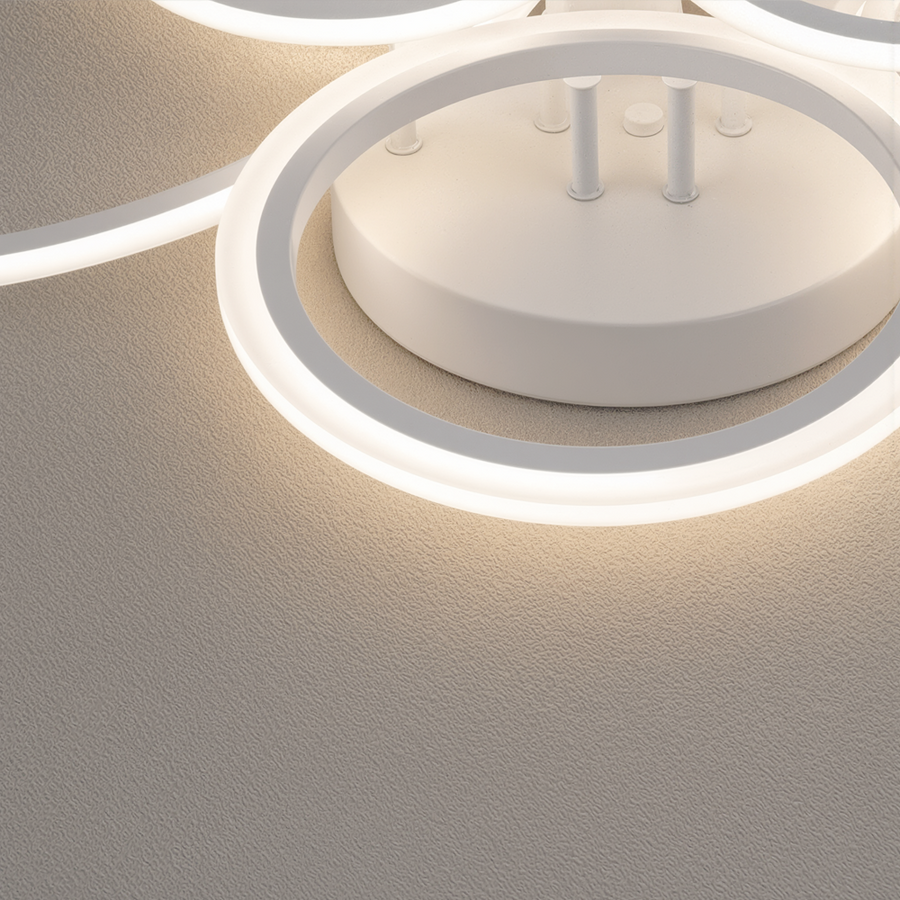 LED luster s diaľkovým ovládaním BETTY 82W, 6 kruhov, studené/teplé/neutrálne svetlo, stmievateľné, biela