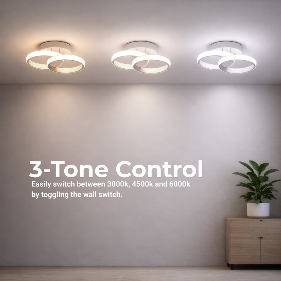 LED luster VERTEX CIRCULA 21W, 2 kruhy, kovové rámy, studené/teplé/neutrálne svetlo, biela