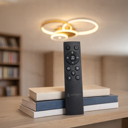 LED luster s diaľkovým ovládaním KILLIAN 80W, 4 kruhy, studené/teplé/neutrálne svetlo, stmievateľné, zlaté