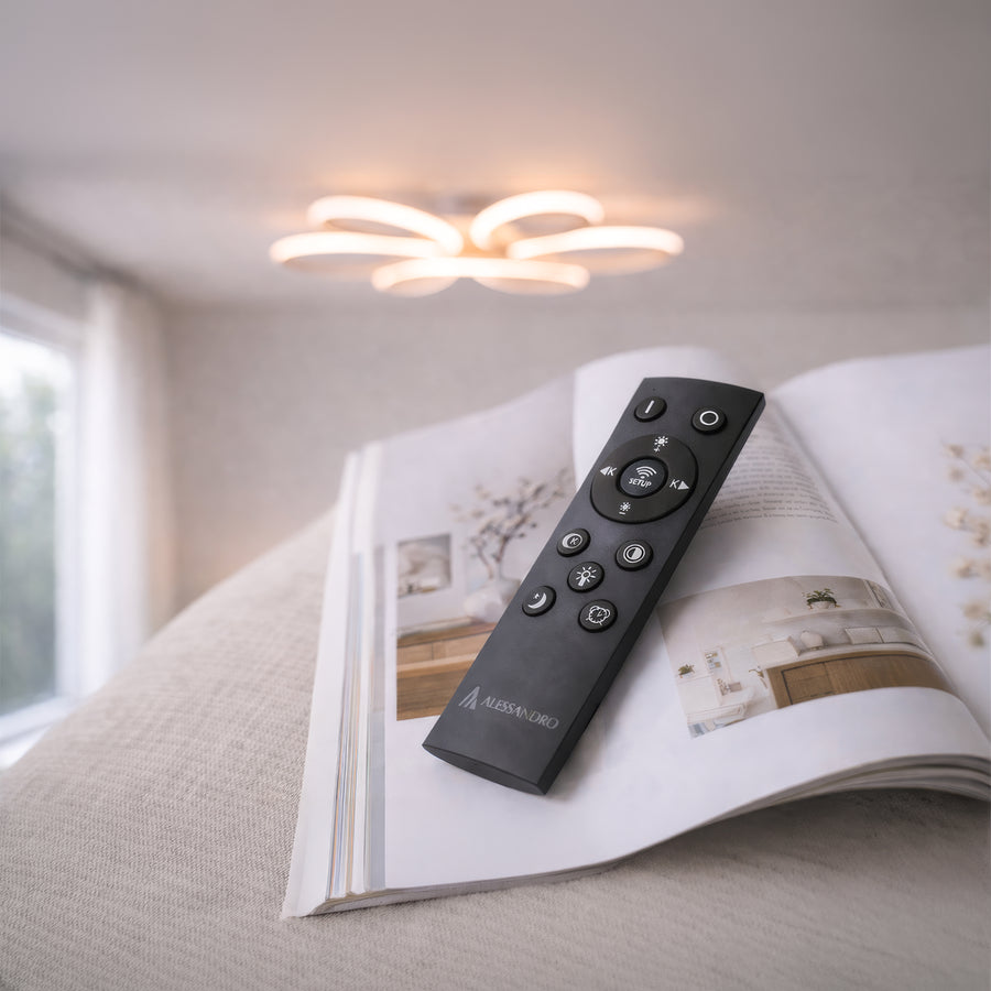 LED luster s diaľkovým ovládaním ELIZA, 63W, studené/teplé/neutrálne svetlo, stmievateľné, biela