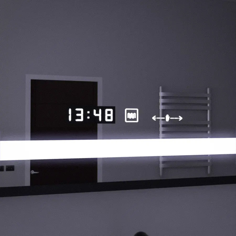 Obdĺžnikové LED zrkadlo 120x80cm Motionglow Sensor Marcello Demonant Clock Defosting System