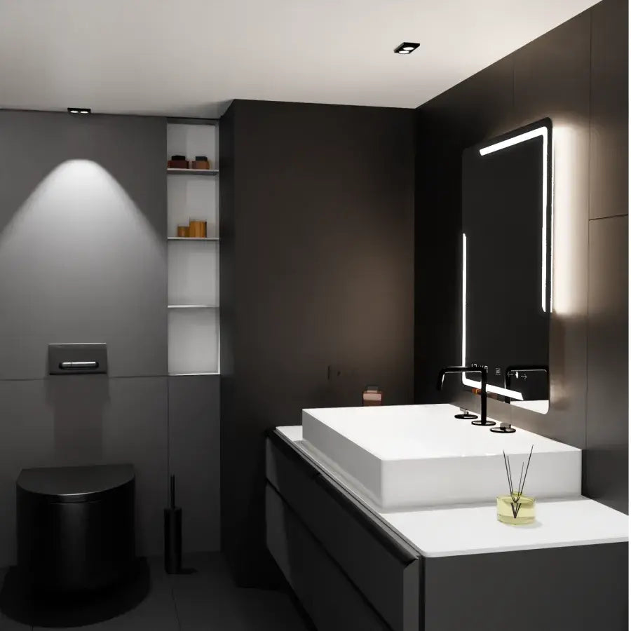 Zrkadlo LED obdĺžnikový 60x80cm Rayonment Motionglow Marcello Systém Desial a teplomer smiešne teplomer