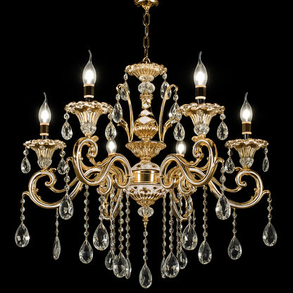 Crystal Luster Luciano, 6*E14, zlato, kov a kryštál