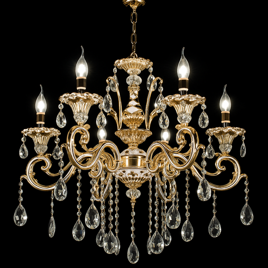 Crystal Luster Luciano, 6*E14, zlato, kov a kryštál