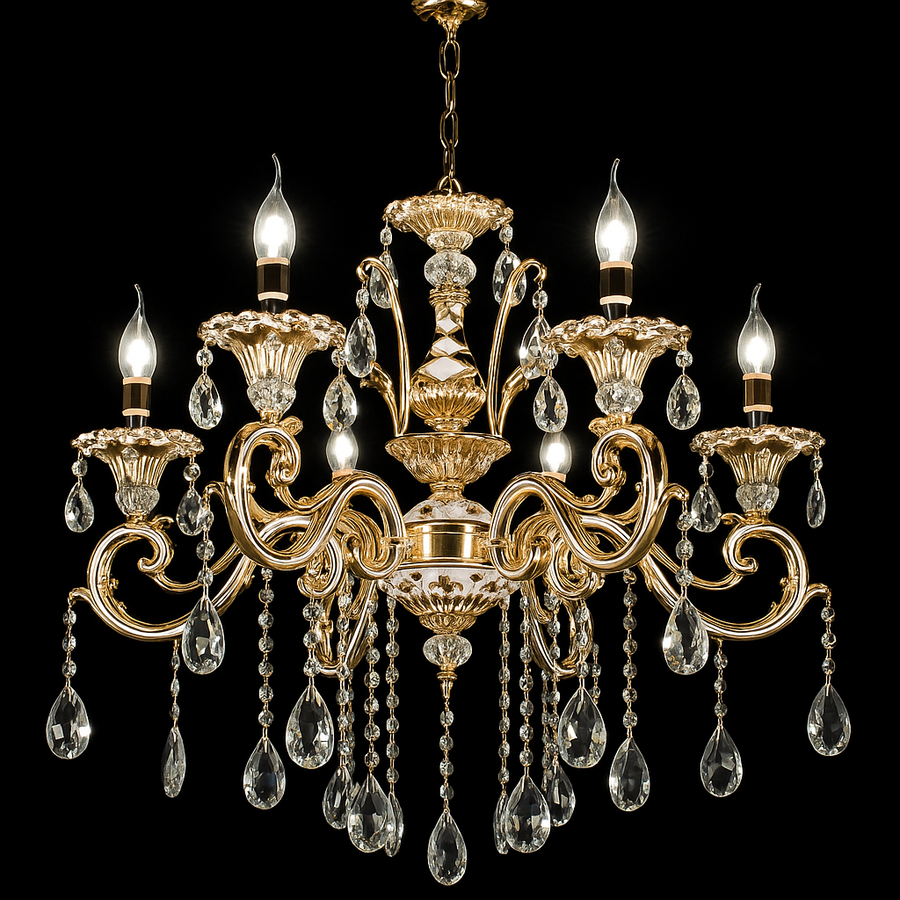 Crystal Luster Luciano, 6*E14, zlato, kov a kryštál