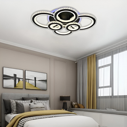 Lulus viedol Nova Rondoda s kryštálmi, 6 zdrojmi svetla, RGB, s diaľkovým ovládaním, 154 W, Black & Cadless