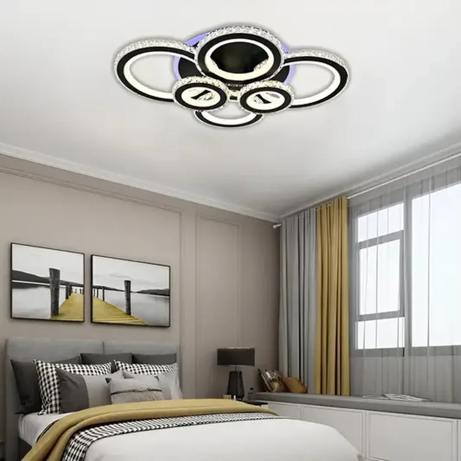 Lulus viedol Nova Rondoda s kryštálmi, 6 zdrojmi svetla, RGB, s diaľkovým ovládaním, 154 W, Black & Cadless