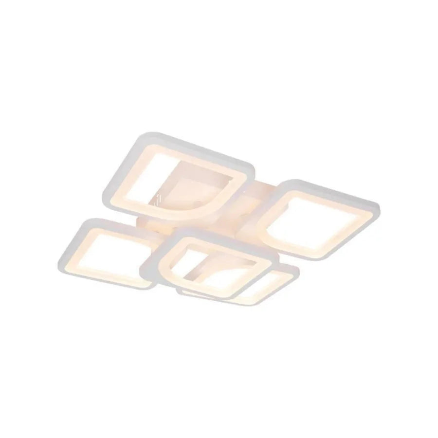 LED luster s diaľkovým ovládaním, Zoe, 5 štvorcov, 96 W, studeného/horúce/neutrálne svetlo, nestabilné, biele