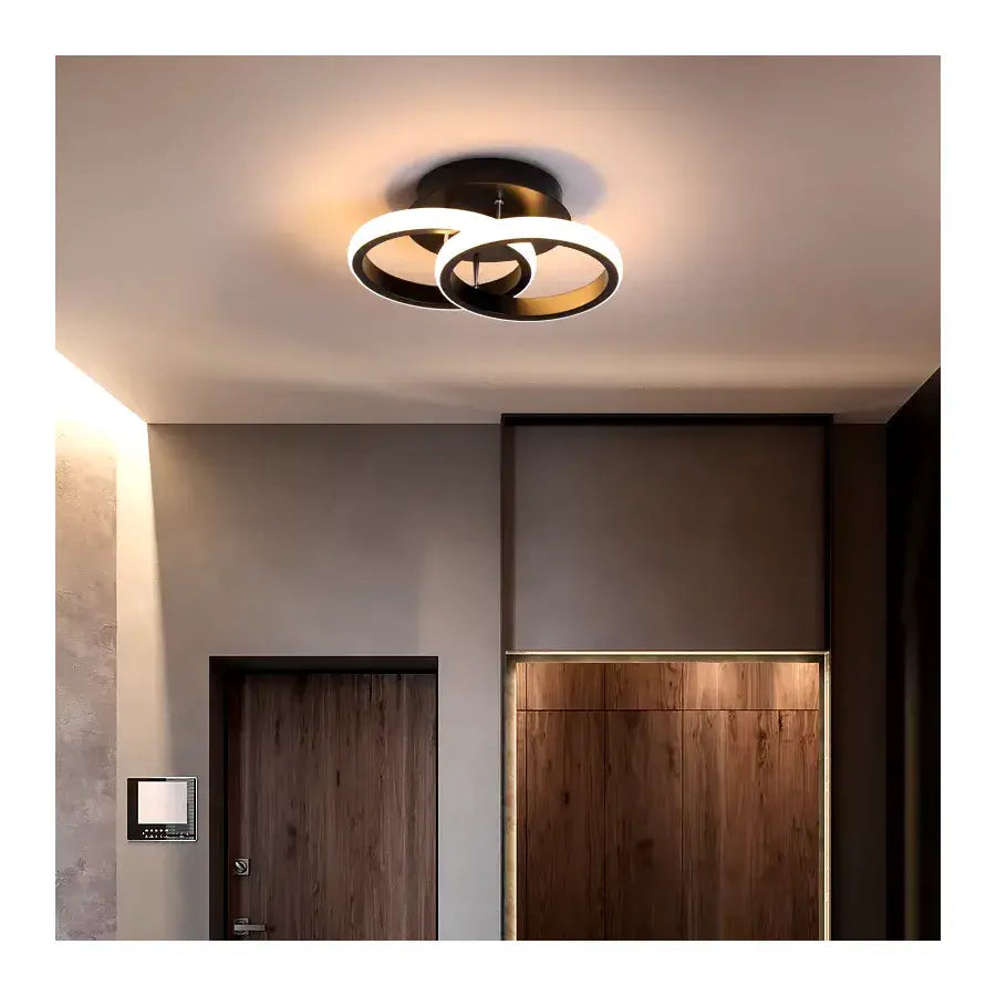 LED vrchol Lust Lust cirkuluje superponované kruhy, 44 W, 2 kruhy, studené/horúce/neutrálne svetlo, čierne