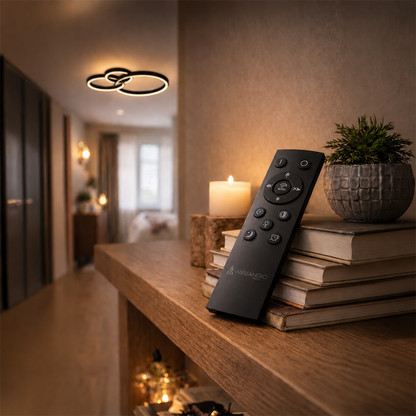 LED luster s diaľkovým ovládaním RINOVA 66W, 2 kruhy, studené/teplé/neutrálne svetlo, stmievateľné, čierny