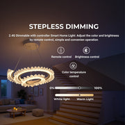 LED luster LT188WH, krištáľ a kov, 40W, stmievateľný, nastaviteľná výška, studené/teplé/neutrálne svetlo, luxusné osvetlenie