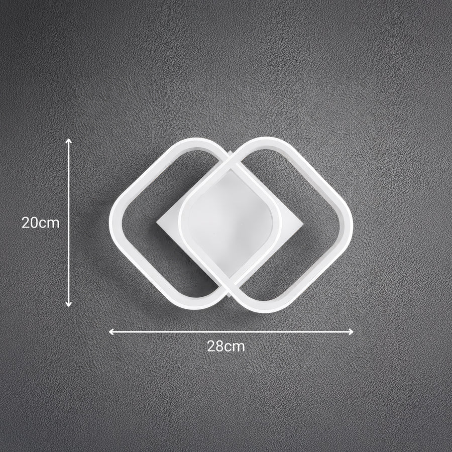 VERTEX Matrix LED luster, prekrývajúce sa diamanty, kovové rámy, 11W, 2 diamanty, studené/teplé/neutrálne svetlo 3000K/4000K/6000K, biely