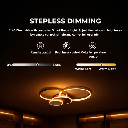 LED luster s diaľkovým ovládaním KILLIAN 80W, 4 kruhy, studené/teplé/neutrálne svetlo, stmievateľné, zlaté