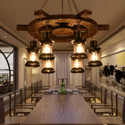 Vintage luster LV592/6BK, 6xE27, Rustikálna stodola, Struna a kov, 70 cm, Čierny