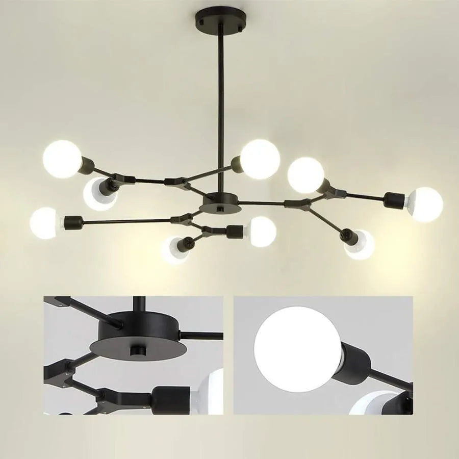 Architek nona luster, 9x E27, čierny, kov