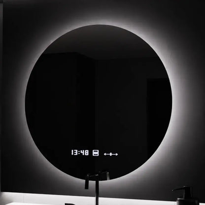 70 cm okrúhle LED zrkadlo serenit Motionglow MARCLELL SMEABLE CLOCK DEFRAMENT A SMOLNÝ TERMOMEMOMOMOMOMOMEMOR