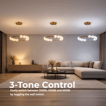 Nova 57W akrylový LED závesný luster s diaľkovým ovládaním, stmievateľný, 3000K/4000K/6000K, zlato, kov a akryl