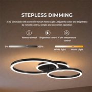 LED luster s diaľkovým ovládaním RINOVA 66W, 2 kruhy, studené/teplé/neutrálne svetlo, stmievateľné, čierny