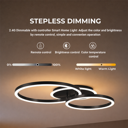 LED luster s diaľkovým ovládaním RINOVA 66W, 2 kruhy, studené/teplé/neutrálne svetlo, stmievateľné, čierny