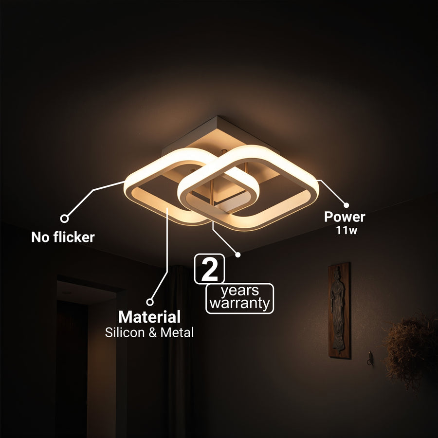 VERTEX Matrix LED luster, prekrývajúce sa diamanty, kovové rámy, 11W, 2 diamanty, studené/teplé/neutrálne svetlo 3000K/4000K/6000K, biely