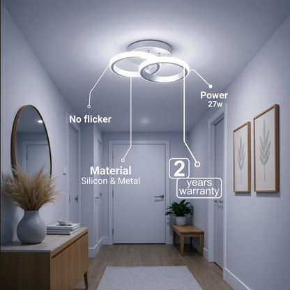 LED luster VERTEX CIRCULA 21W, 2 kruhy, kovové rámy, studené/teplé/neutrálne svetlo, biela