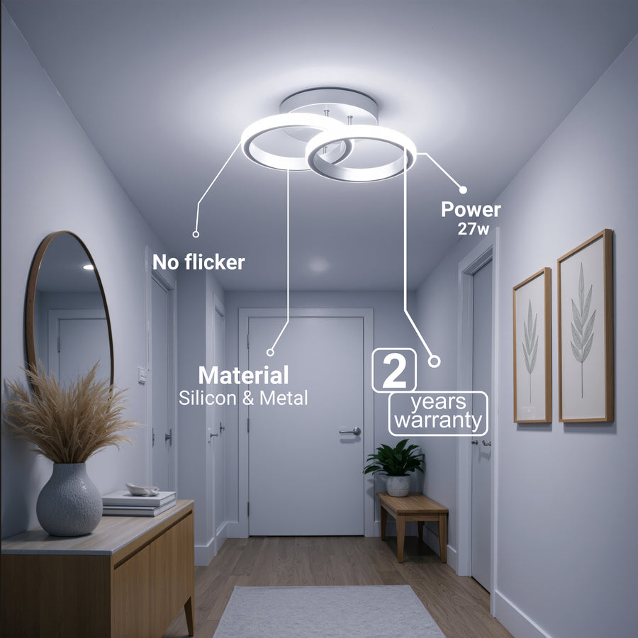 LED luster VERTEX CIRCULA 21W, 2 kruhy, kovové rámy, studené/teplé/neutrálne svetlo, biela