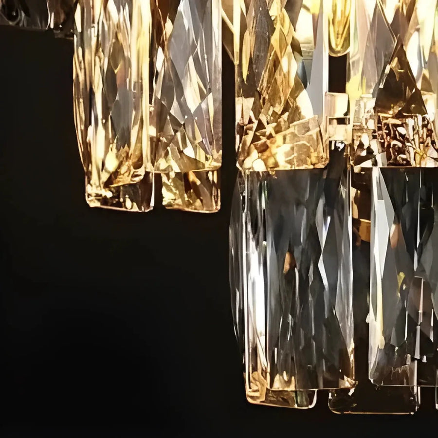 Crystal Luster Versailles eleganza 7x E14, priemer 49 cm, lesklé a čierne zlato, nastaviteľná výška