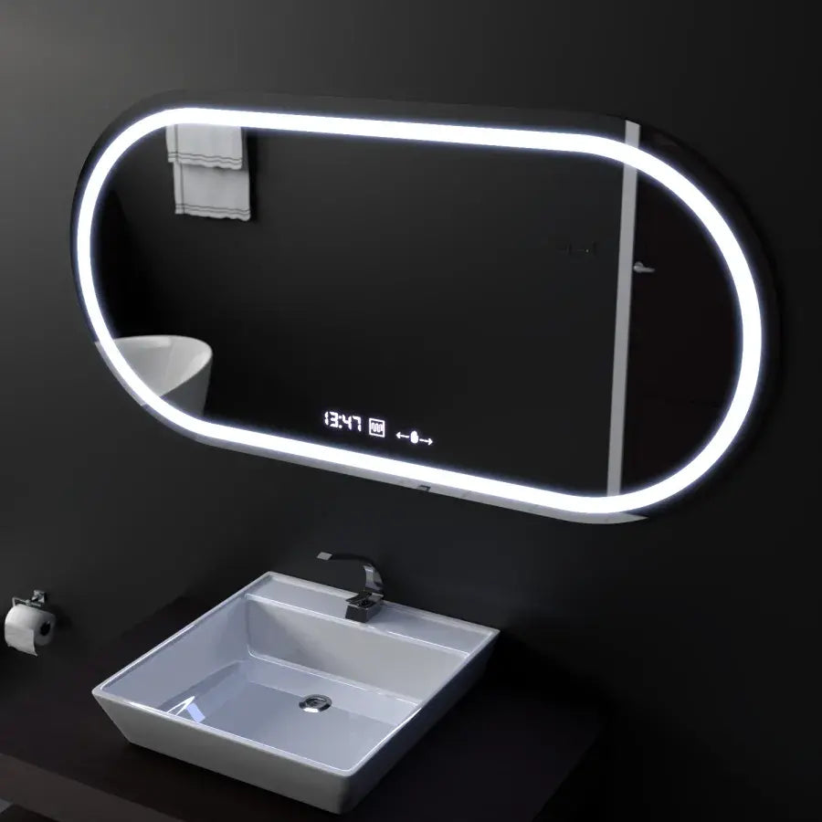 80x50cm oválne LED zrkadlo alterna Motionglow senzor Marcello Smoteble Clock Defosting System