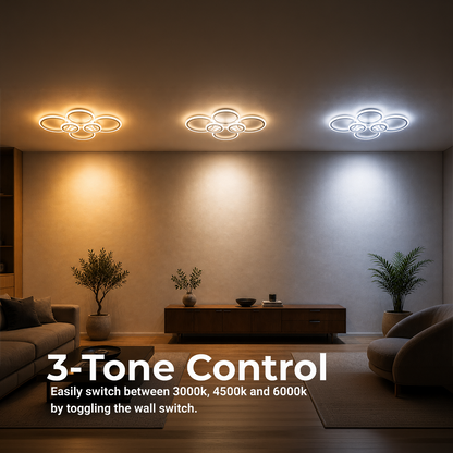 LED luster s diaľkovým ovládaním BETTY 82W, 6 kruhov, studené/teplé/neutrálne svetlo, stmievateľné, biela