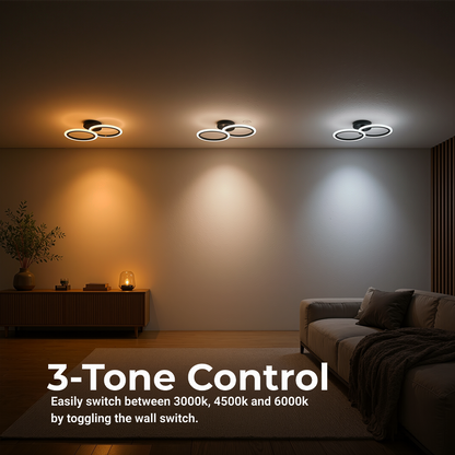 LED luster s diaľkovým ovládaním BETTY 27W, 2 kruhy, studené/teplé/neutrálne svetlo, stmievateľné, čierny