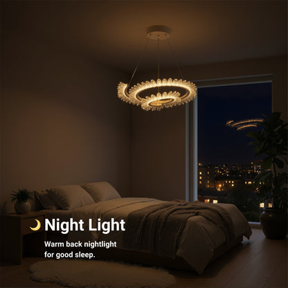 LED luster LT188WH, krištáľ a kov, 40W, stmievateľný, nastaviteľná výška, studené/teplé/neutrálne svetlo, luxusné osvetlenie