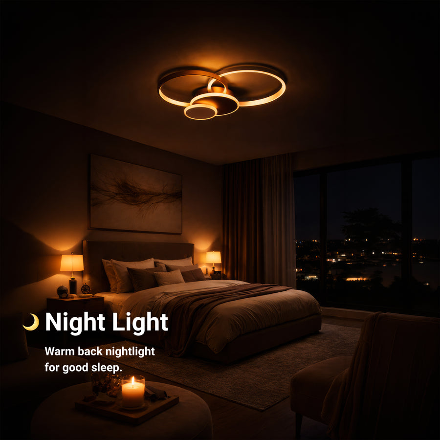 LED luster s diaľkovým ovládaním KILLIAN 80W, 4 kruhy, studené/teplé/neutrálne svetlo, stmievateľné, zlaté