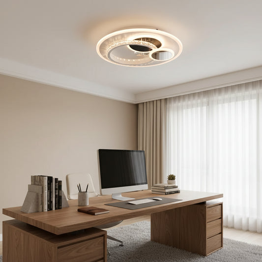 LED luster s kryštálom HELIOX, 37W, 4 kruhy, studené/teplé/neutrálne svetlo, biela