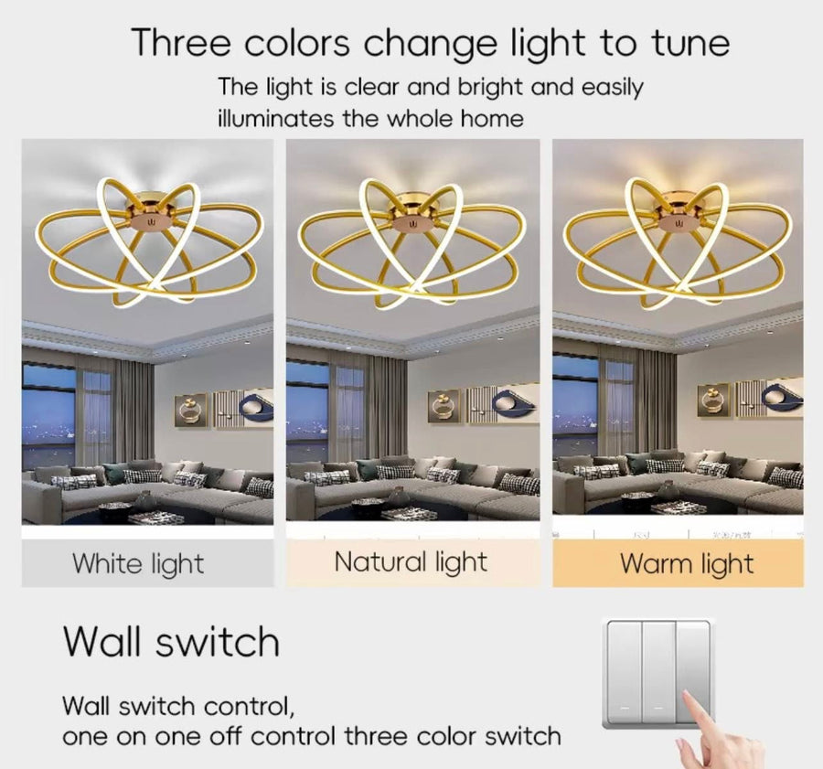 LED luster s diaľkovým ovládaním LT770/500GD, 45W, teplé/studené/neutrálne svetlo 3000K/4000K/6000K, stmievateľné, aurium metal