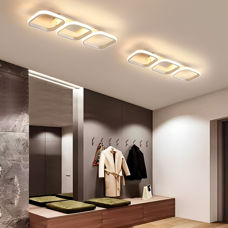 Lustra LED VERTEX 18W, 3 Patrate, Liniara, lumina Rece/Calda/Neutra, Alb