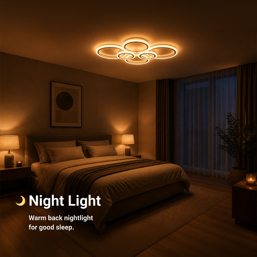 LED luster s diaľkovým ovládaním BETTY 82W, 6 kruhov, studené/teplé/neutrálne svetlo, stmievateľné, biela