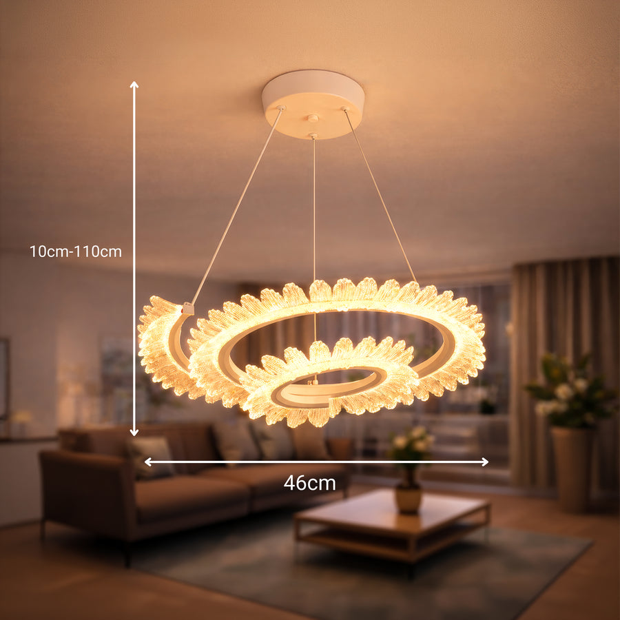 LED luster LT188WH, krištáľ a kov, 40W, stmievateľný, nastaviteľná výška, studené/teplé/neutrálne svetlo, luxusné osvetlenie