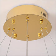 LED luster s diaľkovým ovládaním, LLC132/300+500GD, krištáľ a kov, 48W, 2 kruhy, stmievateľné, nastaviteľná výška, studené/teplé/neutrálne svetlo 3000K/4000K/6000K, Luxusné osvetlenie,