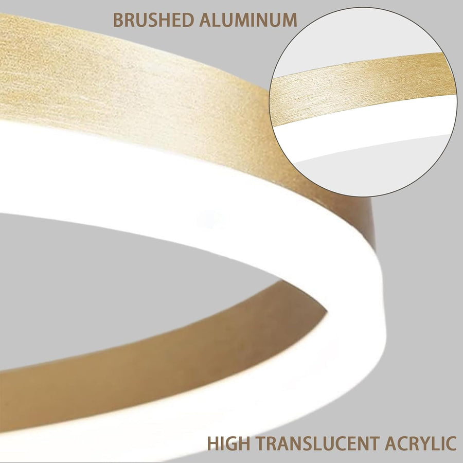 Závesný LED luster, ANINA, 34W, 1 kruh, priemer 49 cm, studené/teplé/neutrálne svetlo 3000K/4000K/6000K, stmievateľné, lesklá zlatá biela, nastaviteľná výška, kov a akryl