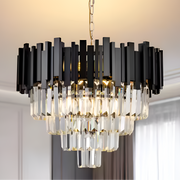 Krištáľový luster BLOIS Eleganza 8xE14, priemer 49 cm, čierny, nastaviteľná výška