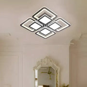 LED luster so sezamovým diaľkovým ovládaním, 77 W, 4 štvorce, studené/horúce/neutrálne svetlo, nestabilné, čierne