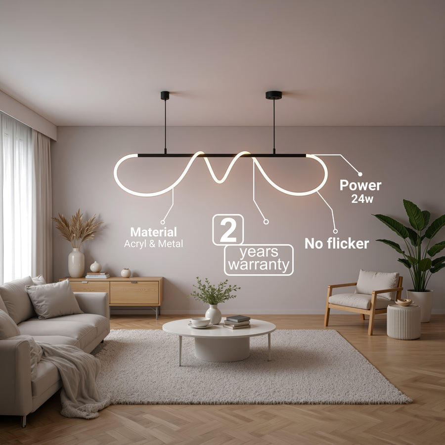 DIVINO LED luster s flexibilnou silikónovou trubicou – 24W, nastaviteľné svetlo, matná čierna