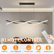 Závesný LED luster s diaľkovým ovládaním, FLUX, 27W, 115cm, studené/teplé/neutrálne svetlo 3000K/4000K/6000K, stmievateľné, čierny, nastaviteľná výška, kov a silikón