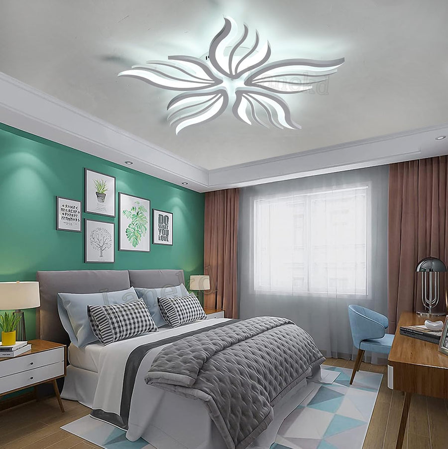 LED luster s diaľkovým ovládaním SAKURA 60W, 5 okvetných lístkov, studené/teplé/neutrálne svetlo, stmievateľné, biela