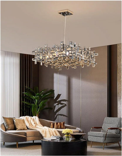 Candelabru Cristal NEXORA Eleganza, 10xE14, Diametru 50cm, Auriu Lucios, Inaltime Reglabila, Design Elegant Candelabre Cristal Default Title Alessandro Design