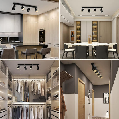 Moderný klasický luster, LC500/4BK s lineárnym projektorom, 4XGU10, kov, čierny