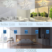 LED luster s diaľkovým ovládaním SAKURA 60W, 5 okvetných lístkov, studené/teplé/neutrálne svetlo, stmievateľné, biela